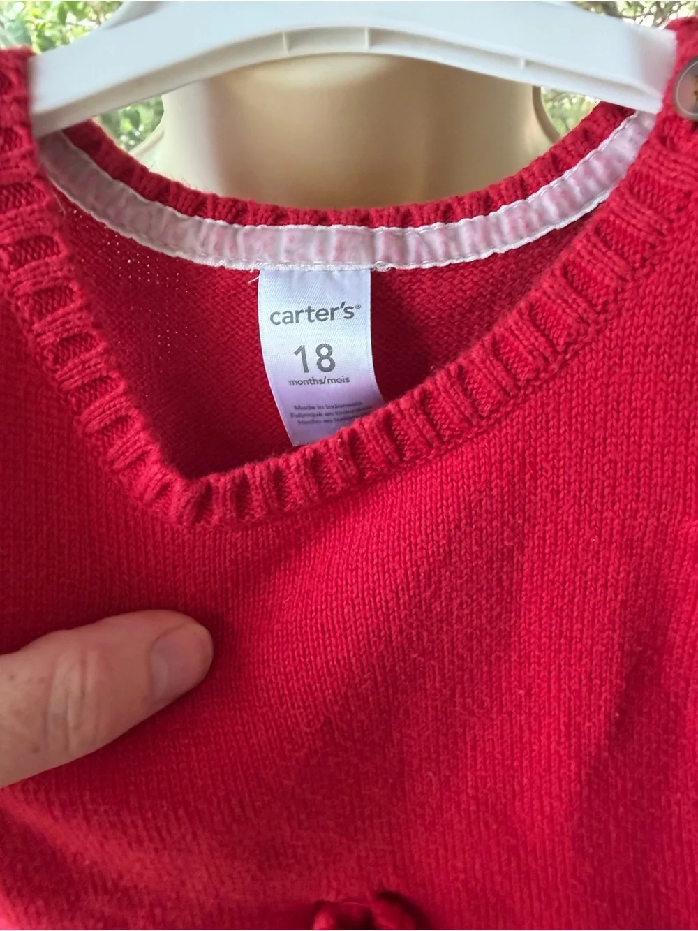 Carter's Red Knit Sleeveless Dress with White Fair Isle Hem